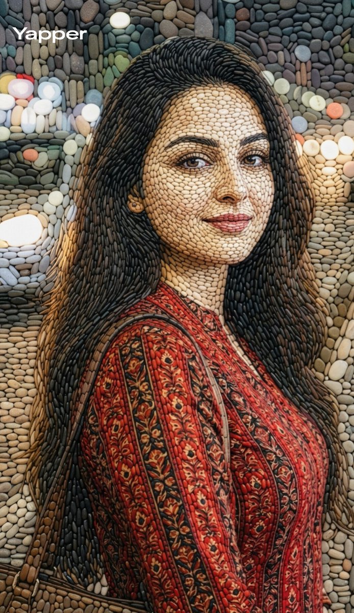 Pebble mosaic portrait of a beautiful woman AI image template preview