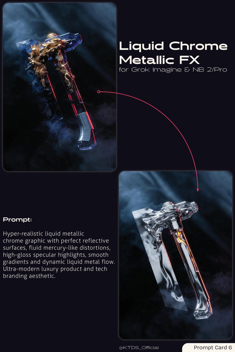 Liquid Chrome Metallic FX Prompt AI image template preview