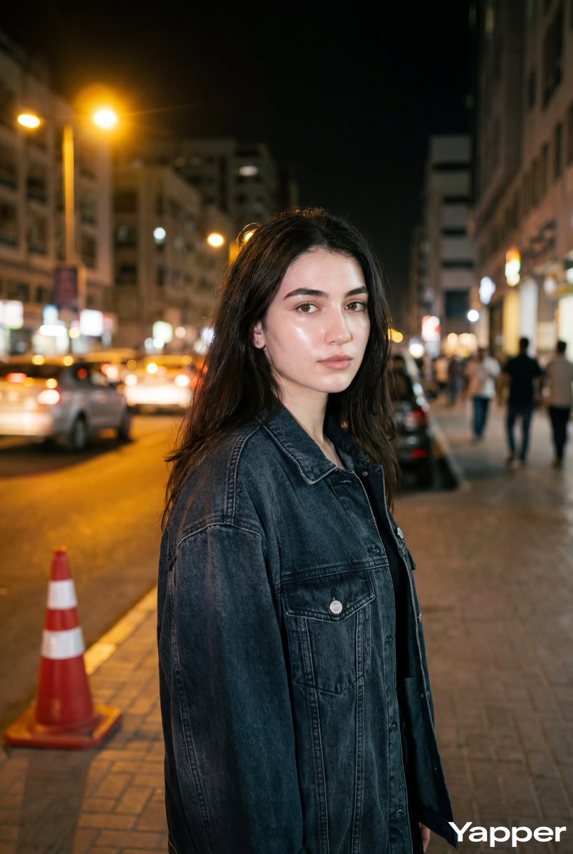 Night Street Portrait with Flash Prompt AI image template preview
