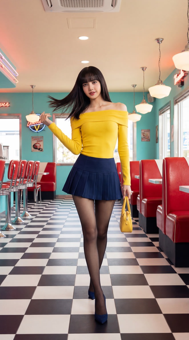Blackpink Rosé Retro Diner Fashion Shoot example 2