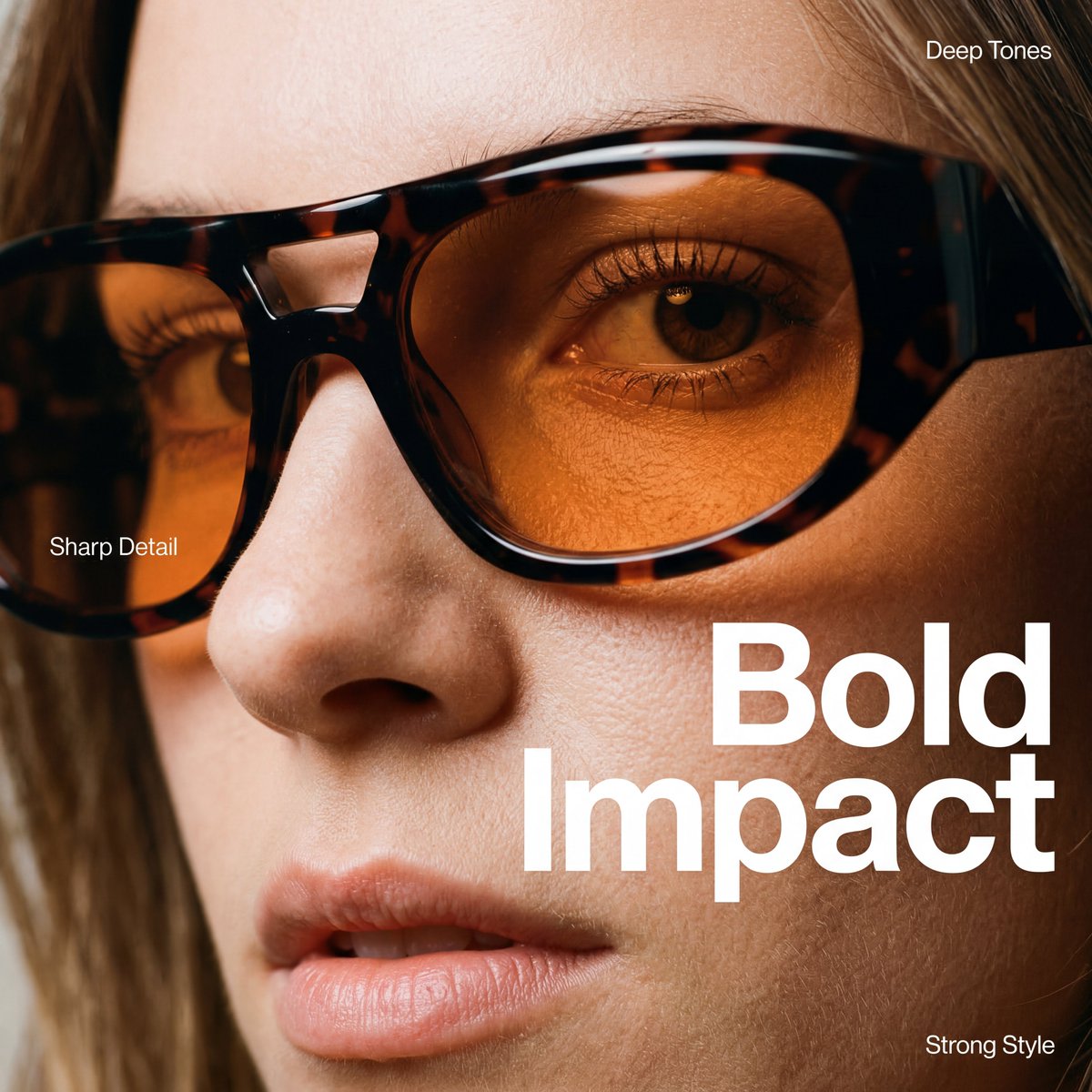 High-Fashion Eyewear Editorial Close-Up Prompt AI image template preview