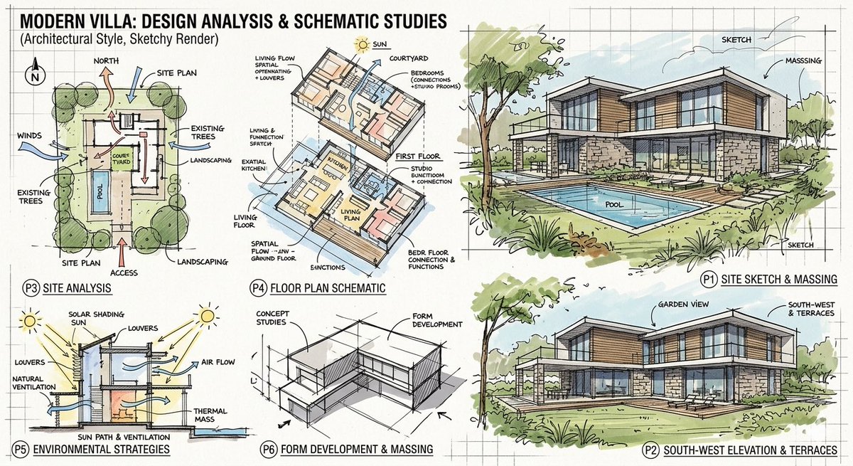 Prompt for a modern villa layout AI image template preview