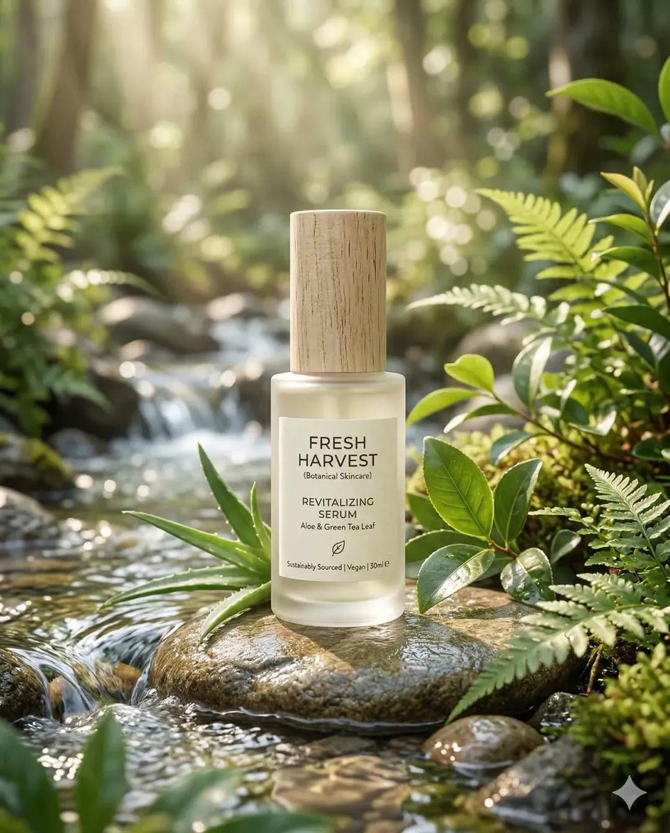 Eco-Friendly Skincare Product Photography AI image template preview