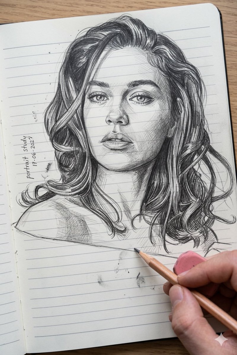 Photo to Pencil Sketch Transformation AI image template preview