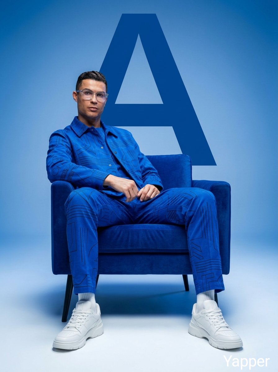 Minimalist Cobalt-Blue Fashion Studio Shoot AI image template preview