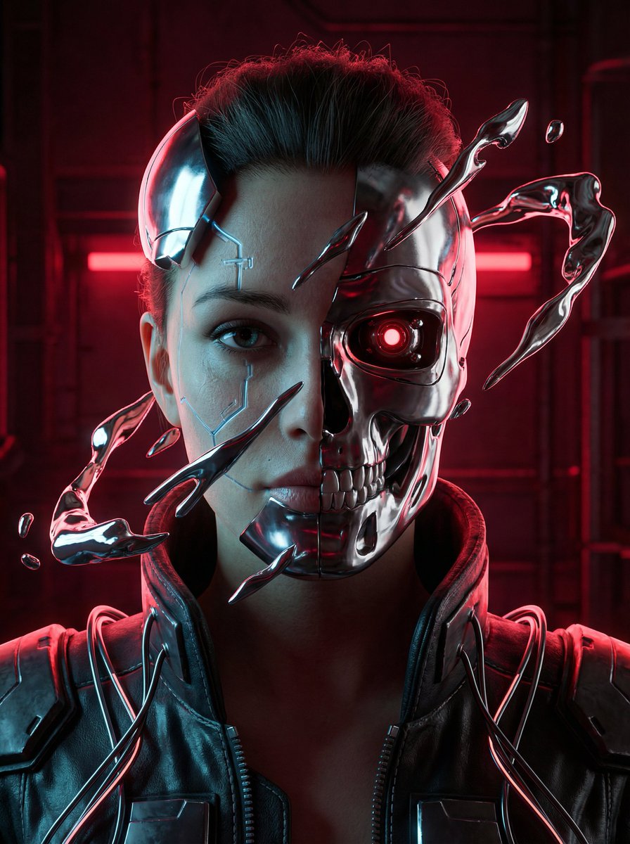 Cyberpunk Biomechanical Portrait AI image template preview