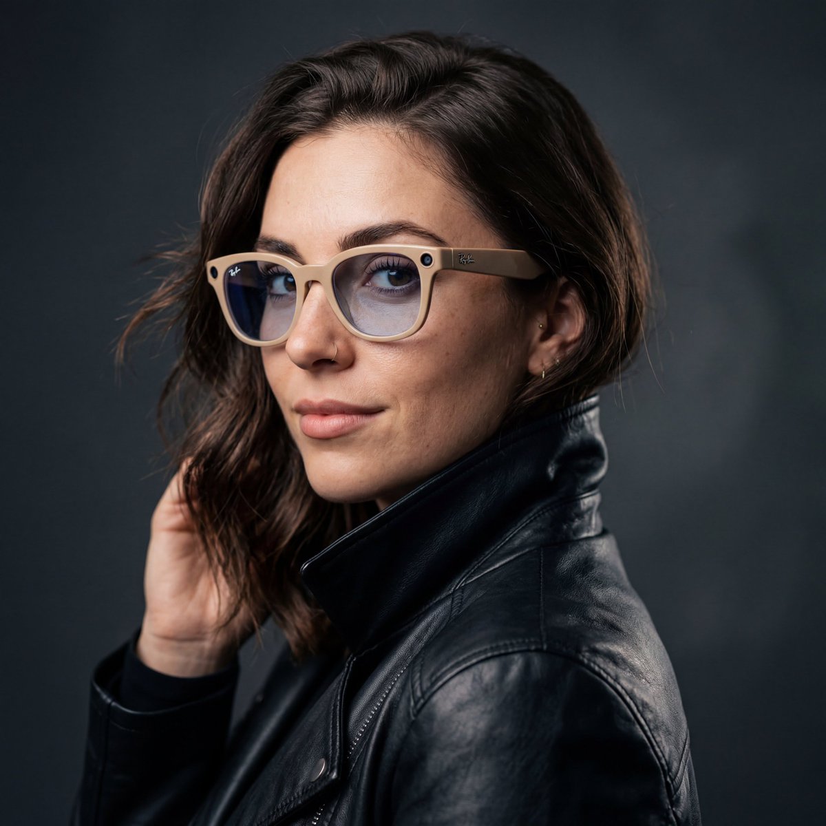 Cinematic Studio Portrait with Smart Glasses AI image template preview