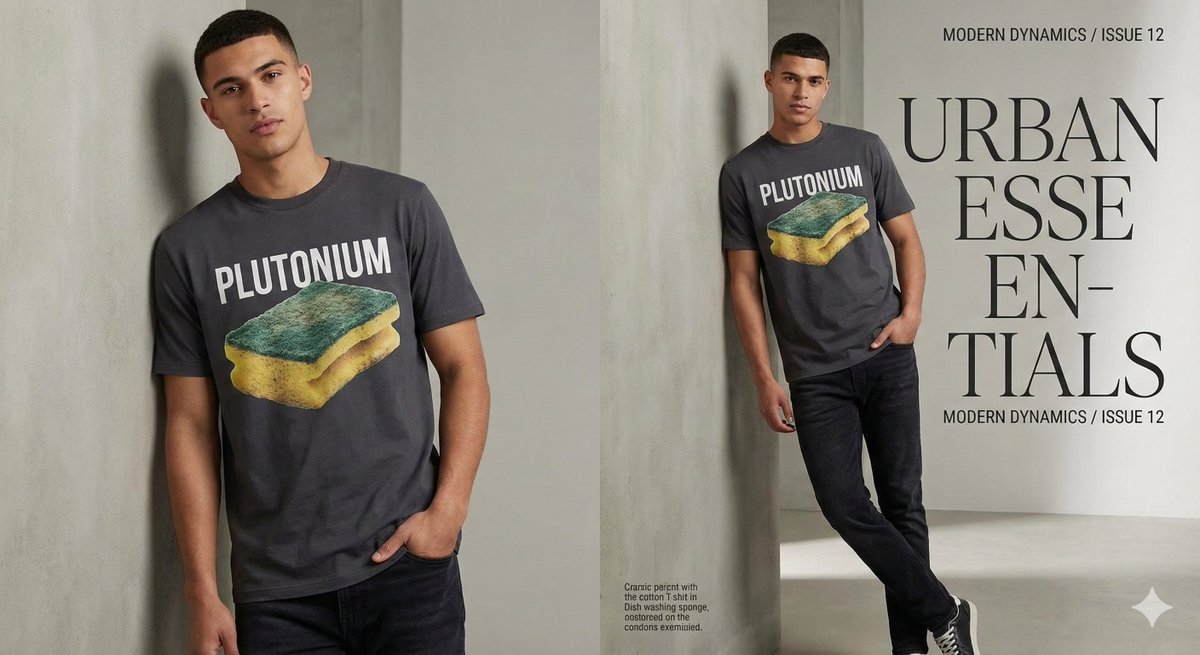 Fashion Magazine Style Sponge T-shirt with 'Error' AI image template preview
