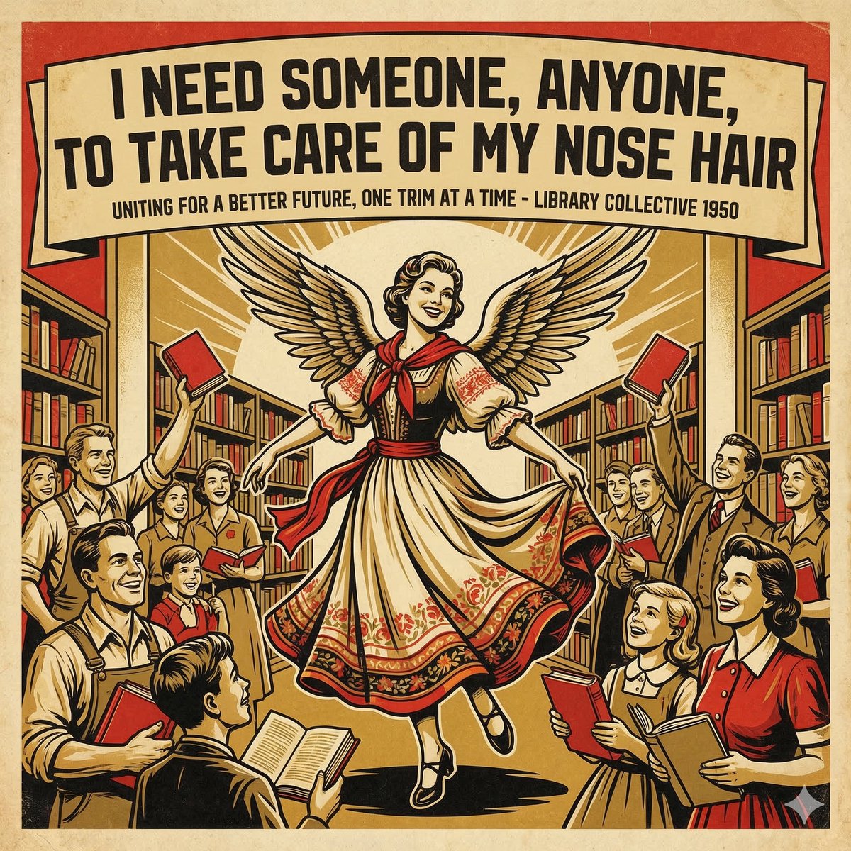 Propaganda Poster Style: Nose Hair Horror AI image template preview