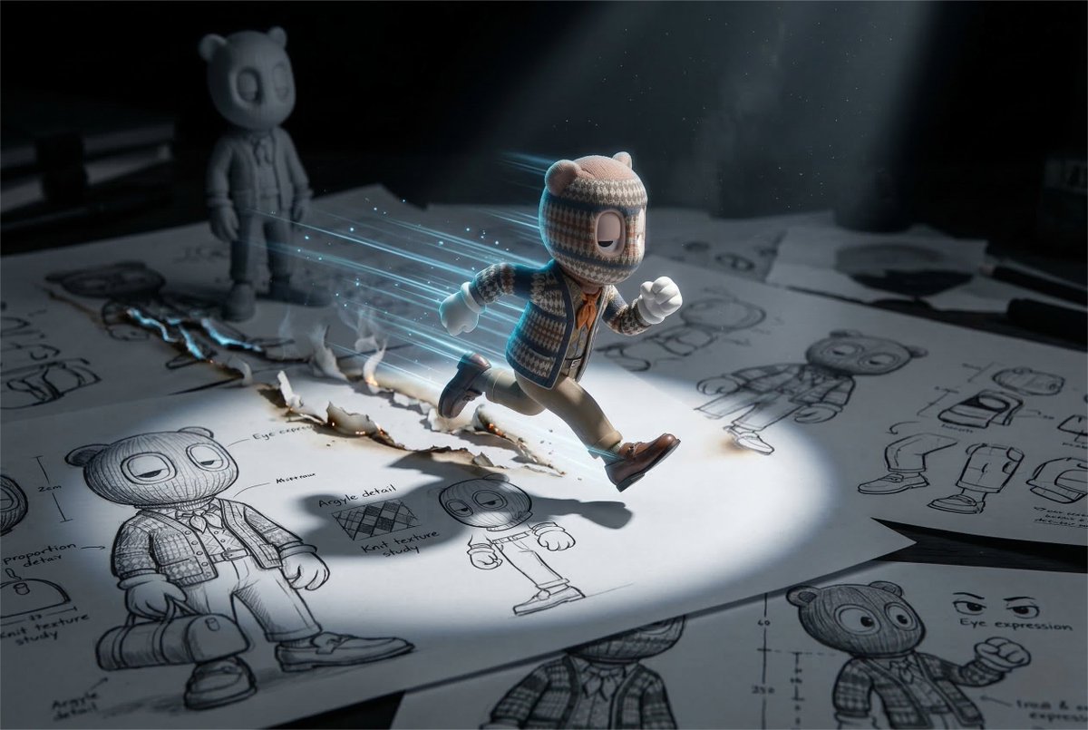 Cinematic Macro Toy Photography of a Sprinting Character AI image template preview