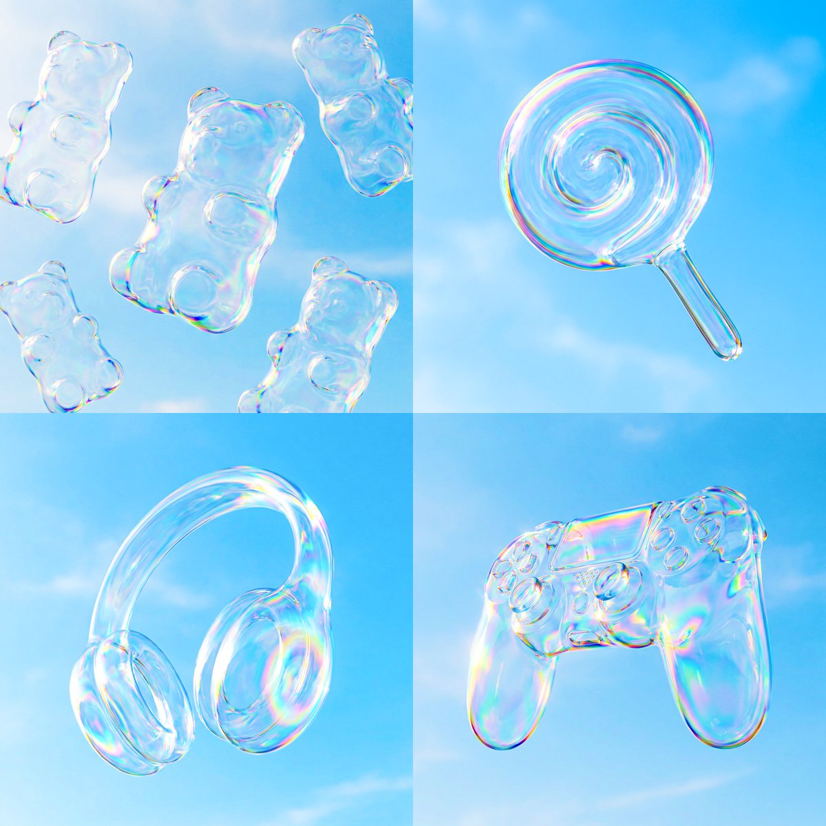 Iridescent Bubble Object Generation AI image template preview