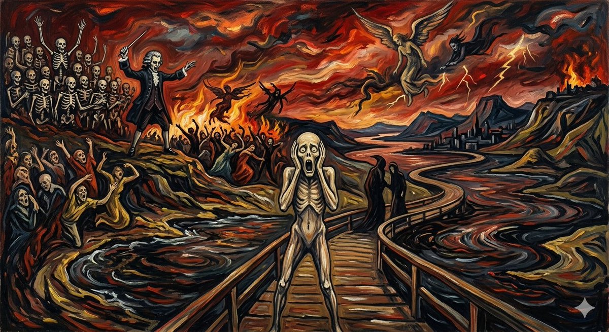 Mozart's Dies Irae in Munch's Scream Style AI image template preview