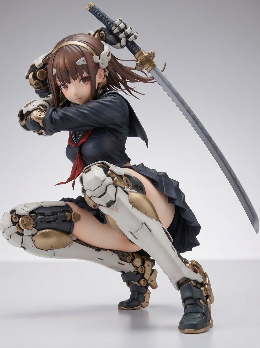 Samurai Mecha Girl Figure AI image template preview