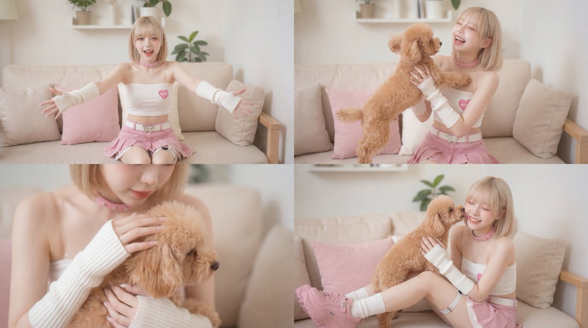 Cinematic Scene of Person Hugging a Toy Poodle AI image template preview