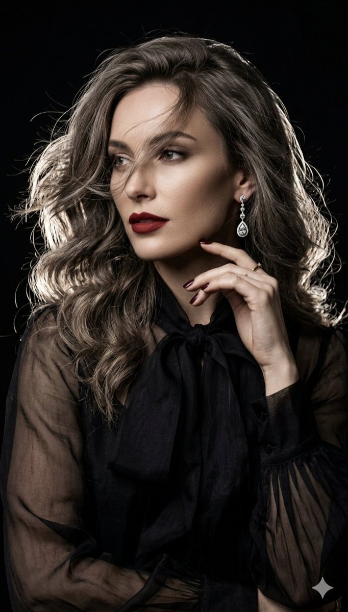 Cinematic high-fashion portrait with Chiaroscuro lighting AI image template preview