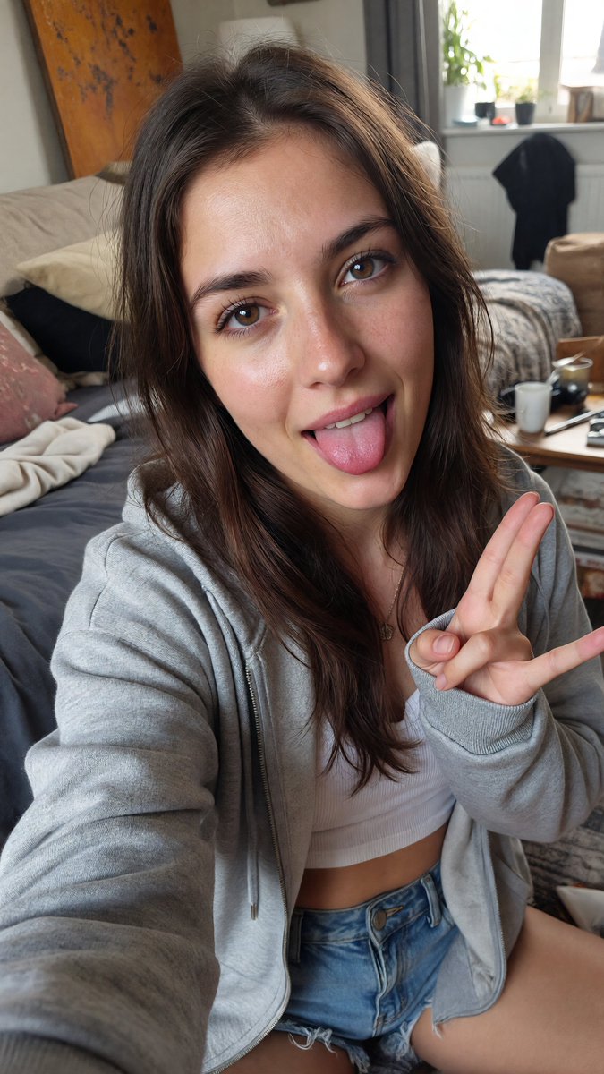 Playful Tongue Out Lifestyle Portrait AI image template preview