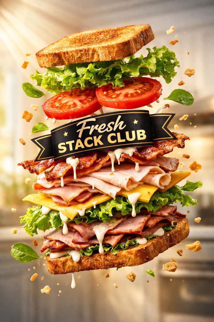 Exploded Tilt View Sandwich Product Photography AI image template preview