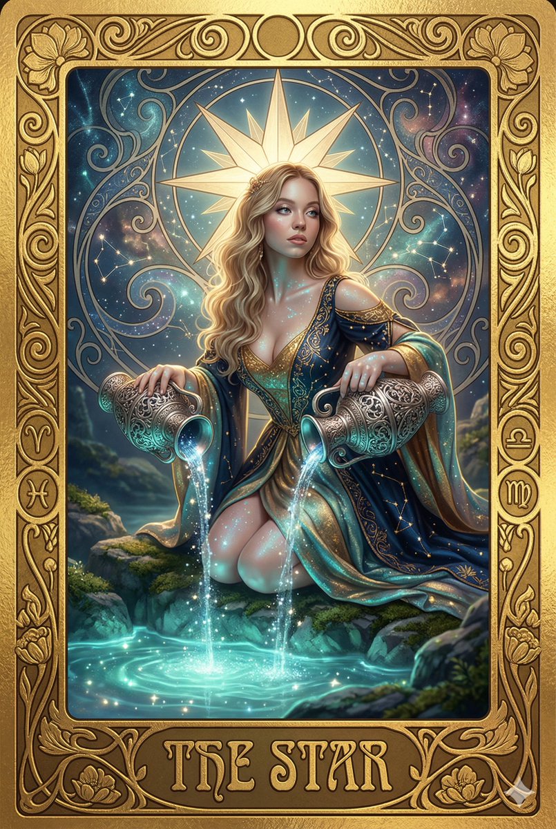 Sydney Sweeney as 'The Star' Tarot Card AI image template preview