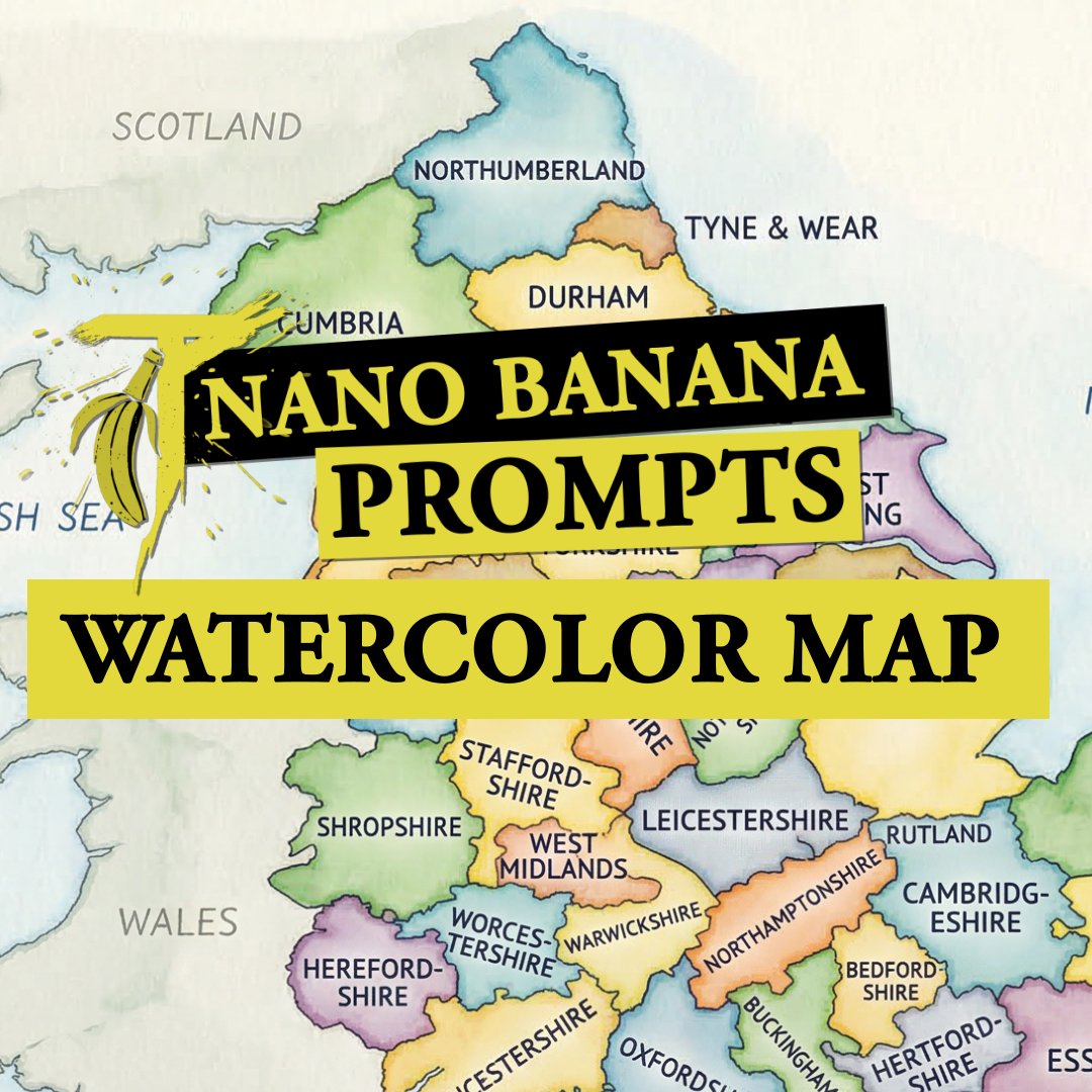 Watercolor Map Generation Prompt AI image template preview