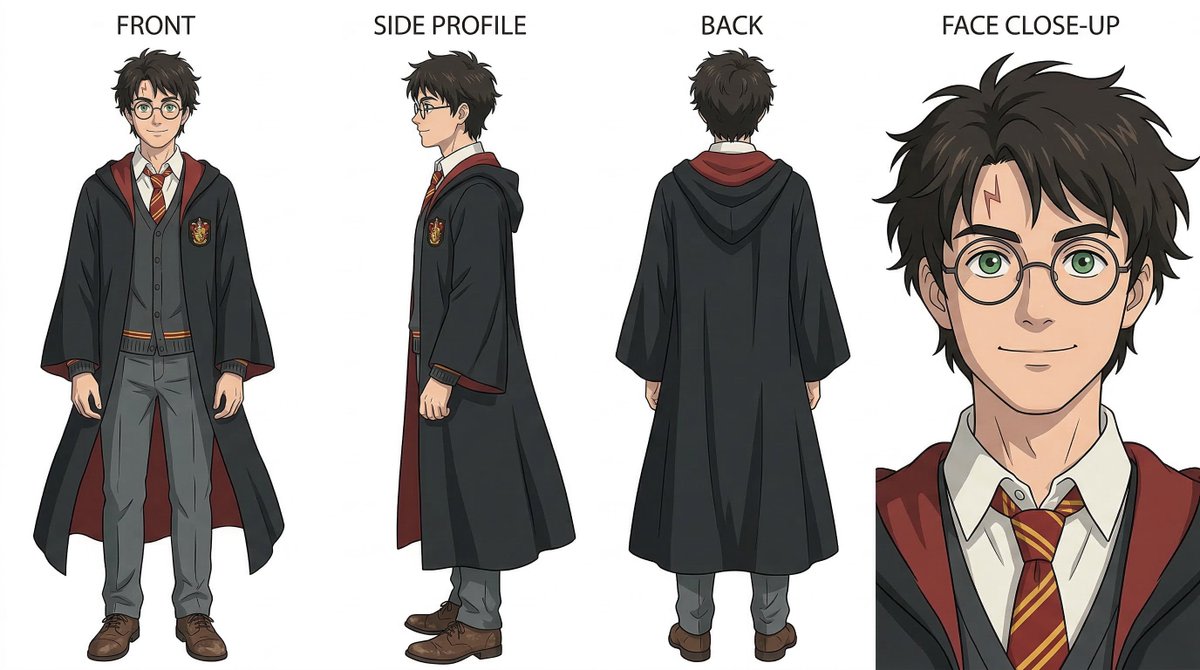 Ghibli-Inspired Character Turnaround AI image template preview