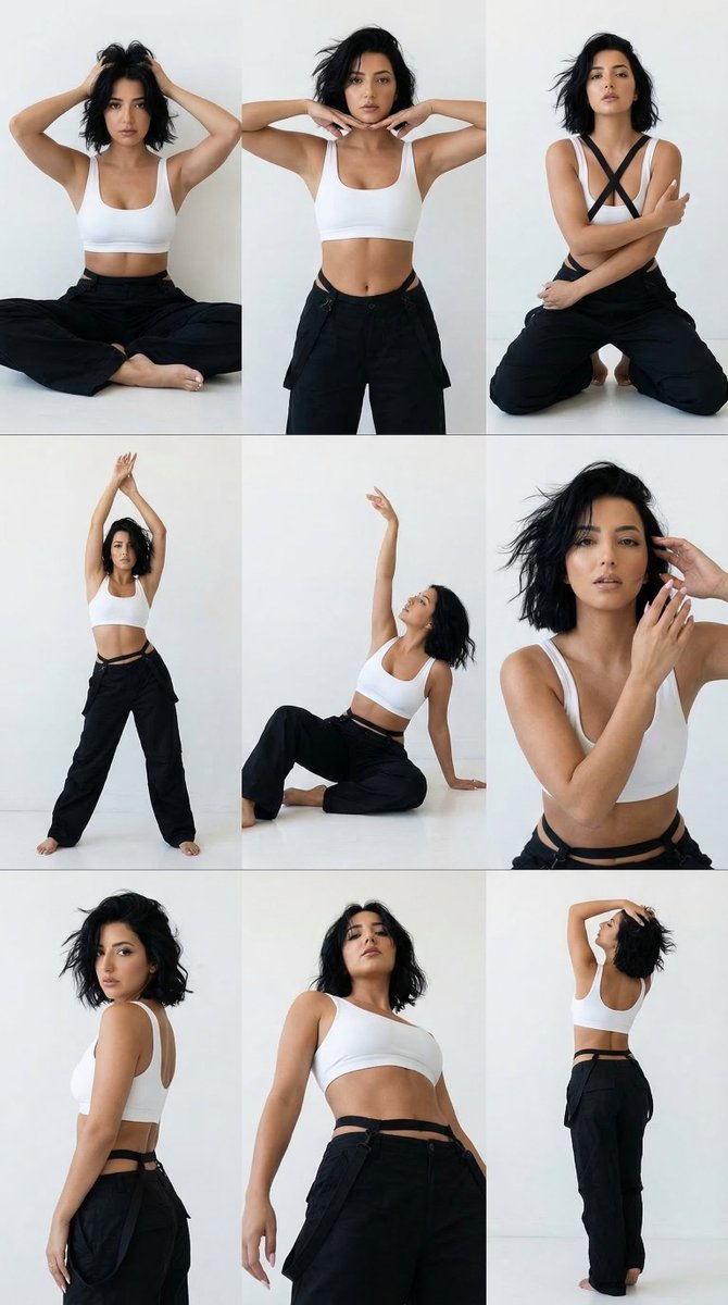 3x3 Minimalist Dance Editorial Grid AI image template preview