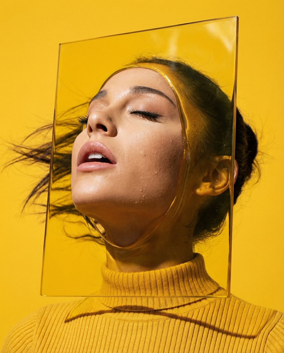 Editorial Surrealism Portrait (Amber Trance) AI image template preview