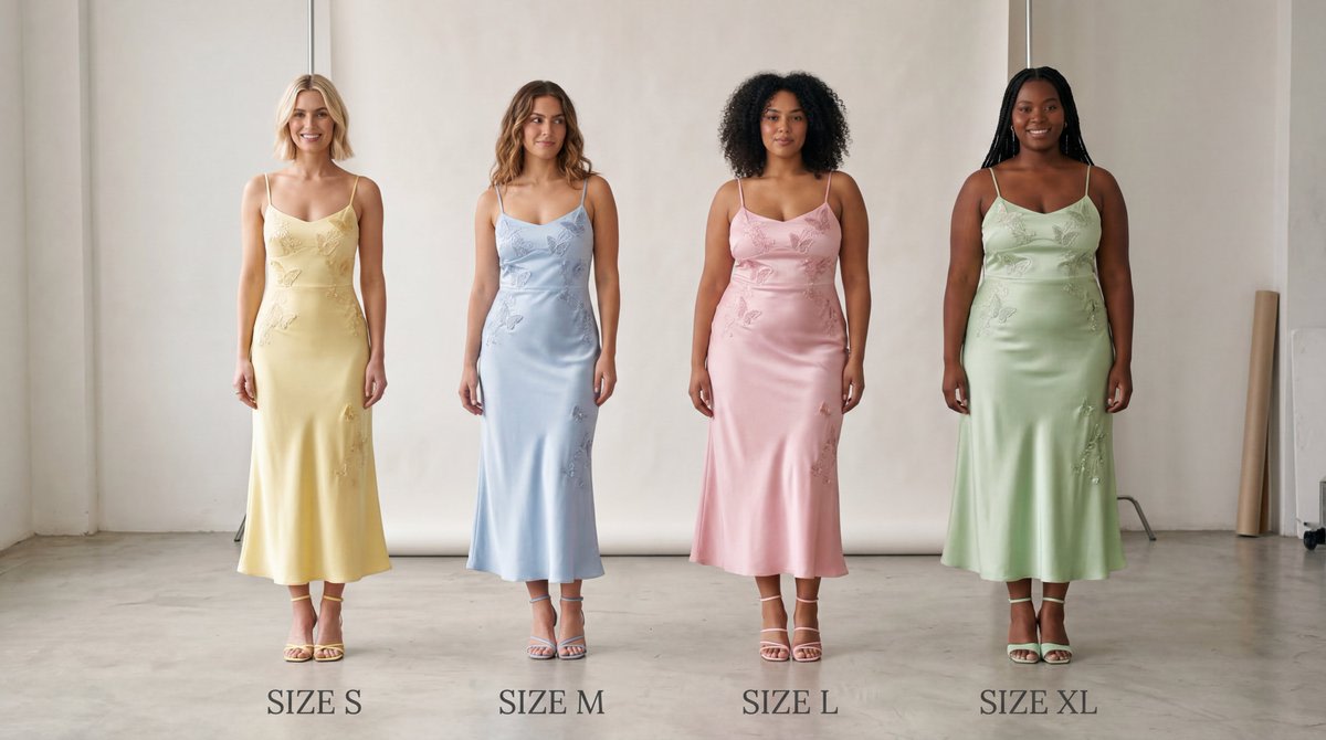 Realistic Size Range Fashion Lineup AI image template preview