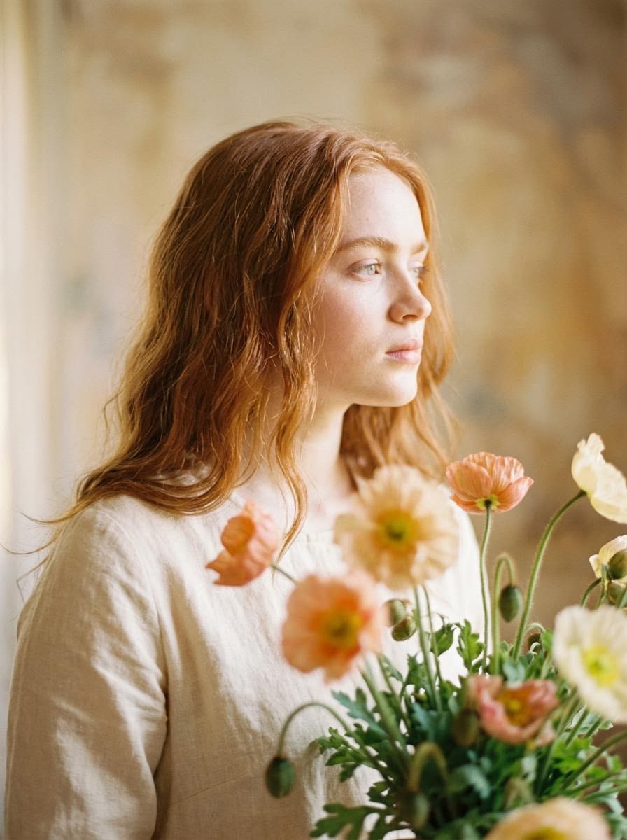 Soft Artistic Portrait with Flowers Prompt for Nano Banana 2 AI image template preview