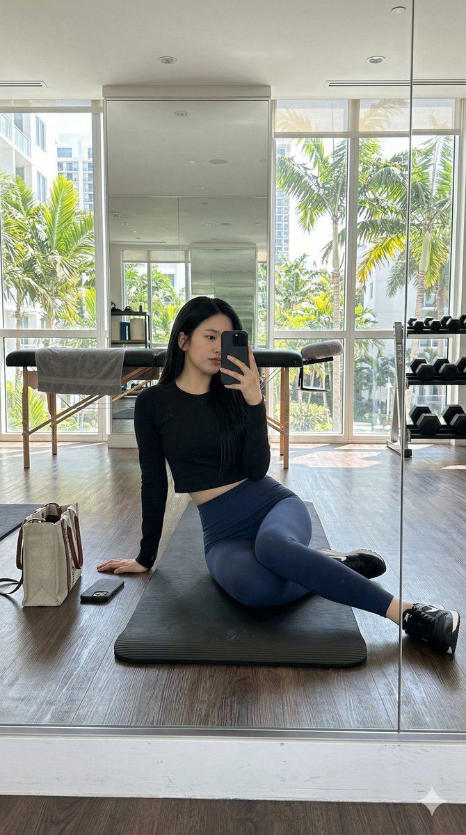 IVE's An Yujin Mirror Selfie in Gym AI image template preview