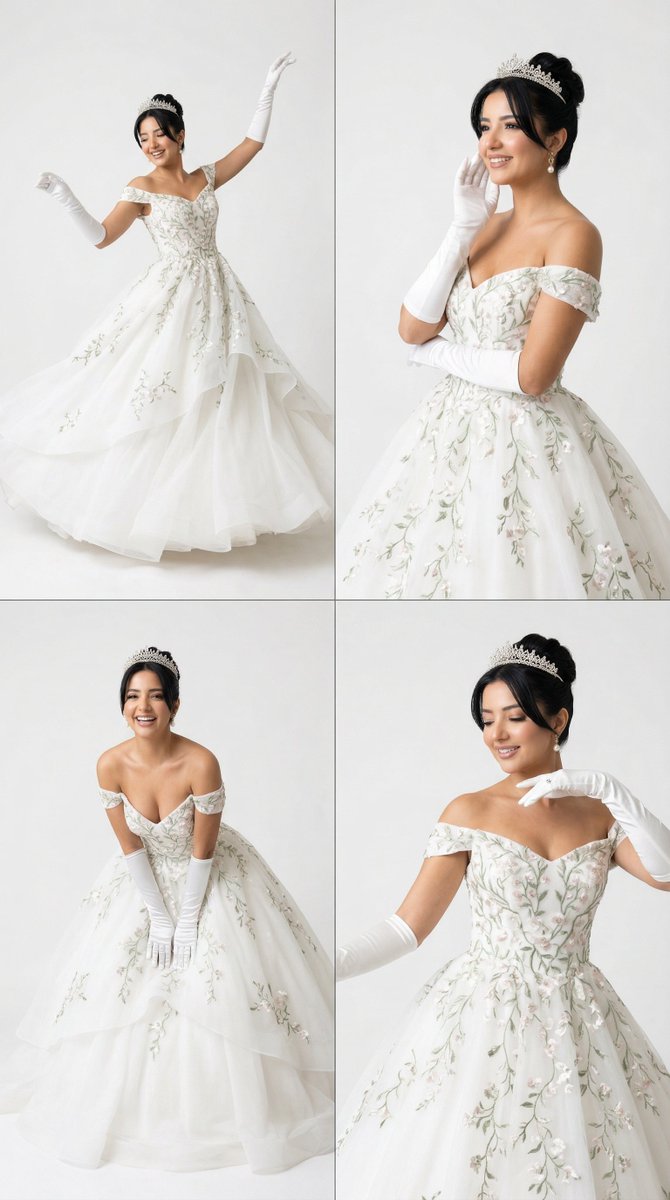 White Ballroom Dance Editorial Grid (2x2) AI image template preview