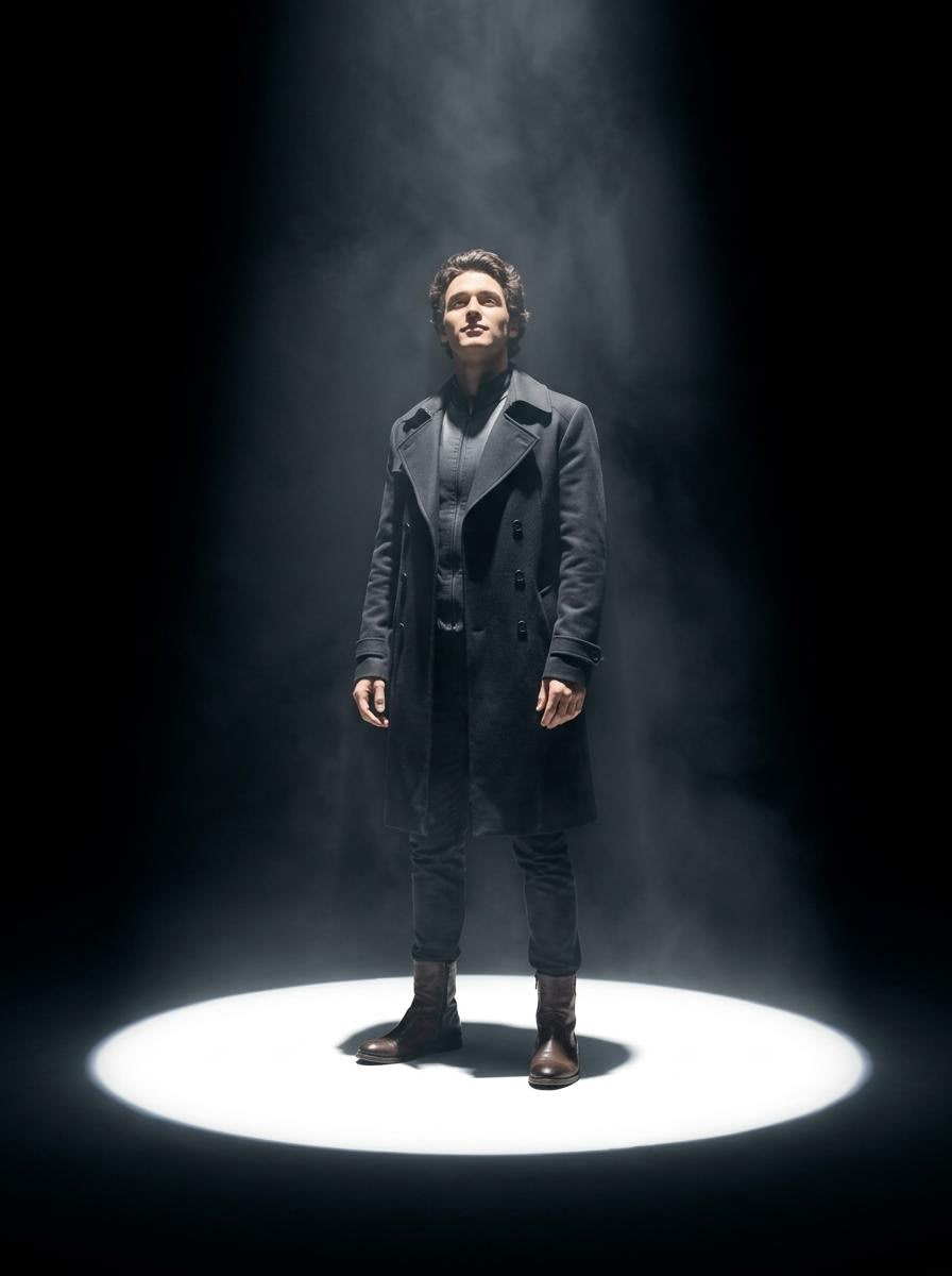 Dramatic Spotlight Portrait AI image template preview