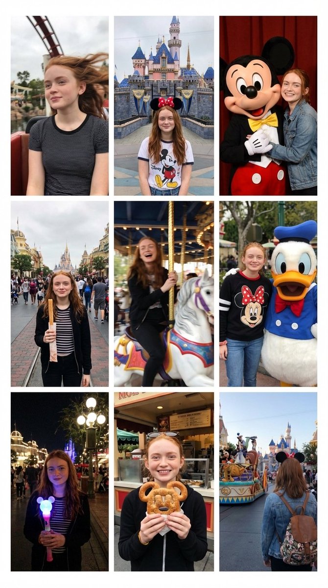 Low-Quality Instagram Grid of Disneyland Moments AI image template preview
