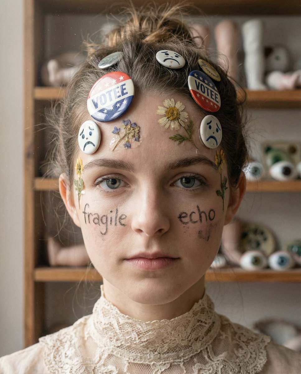 Tangible Melancholy: Surreal Editorial Portrait AI image template preview