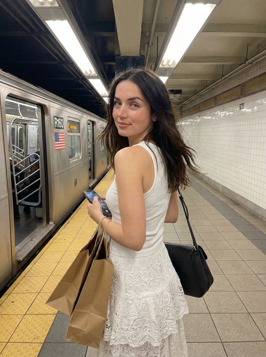 Candid Subway Platform Portrait AI image template preview