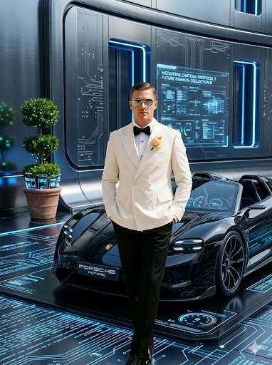 Futuristic Cyberpunk Fashion Editorial AI image template preview