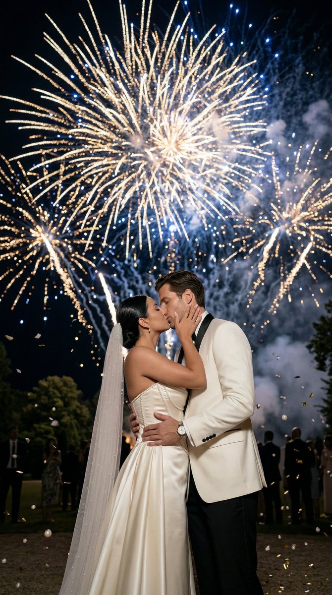 Epic Firework Wedding Kiss Image-to-Image Prompt for Nano Banana 2 AI image template preview