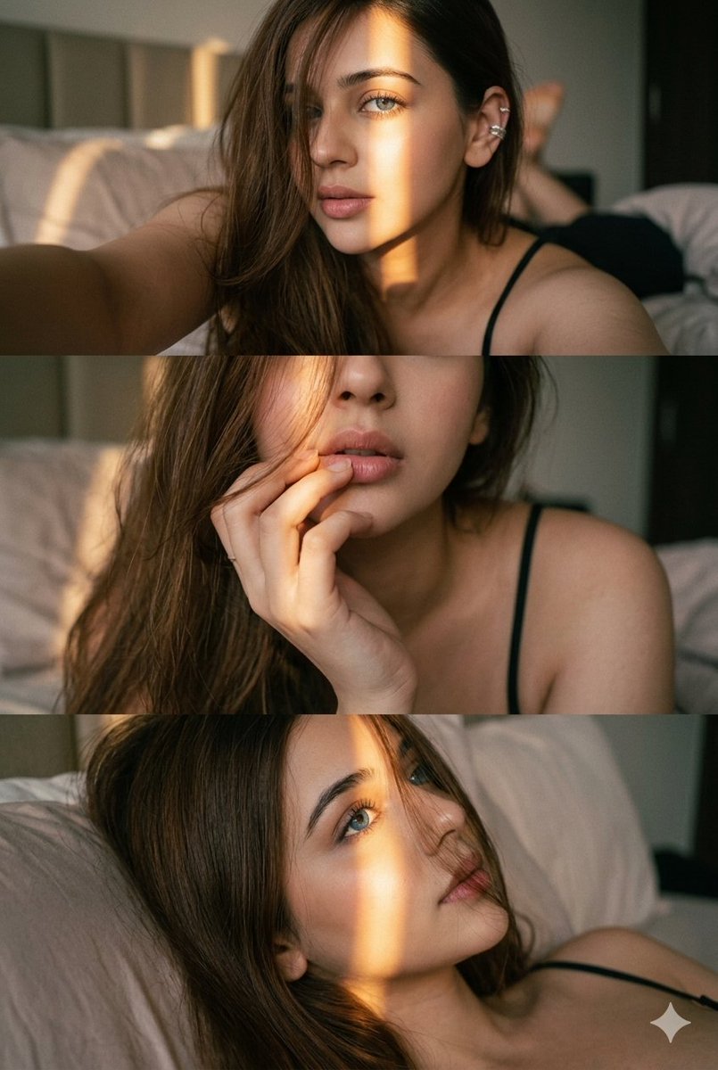JSON Triptych Prompt for Intimate Bedroom Scene AI image template preview