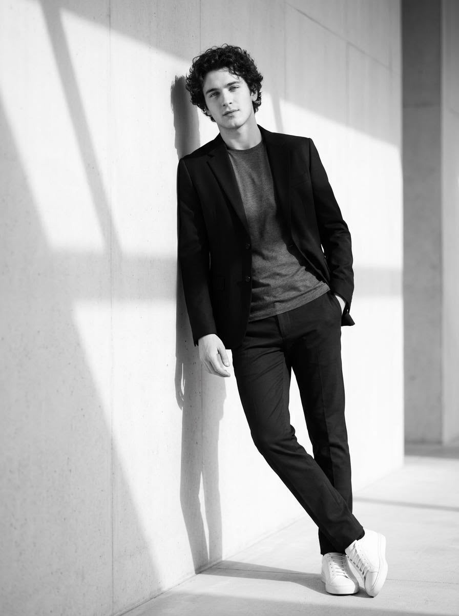 High-Contrast Black and White Cinematic Portrait AI image template preview