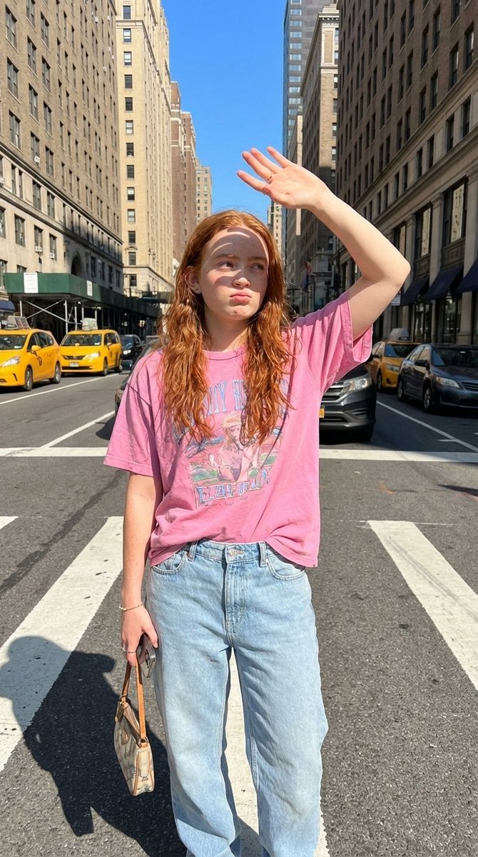 NYC Street Fashion Editorial Prompt with Harsh Sunlight AI image template preview