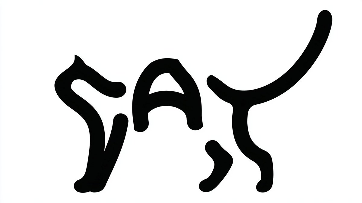Monochrome Typographic Cat Illustration AI image template preview