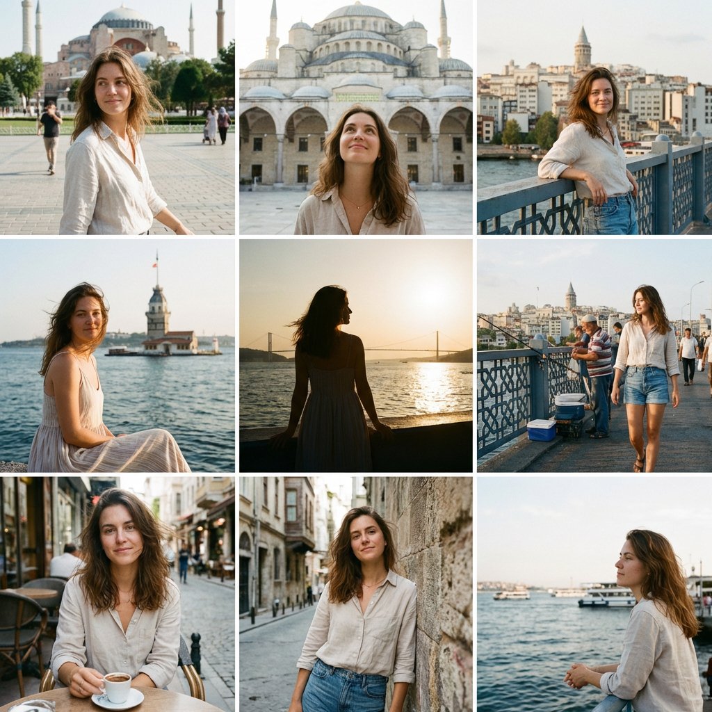Instagram Travel Grid of an Attractive Woman in Istanbul AI image template preview