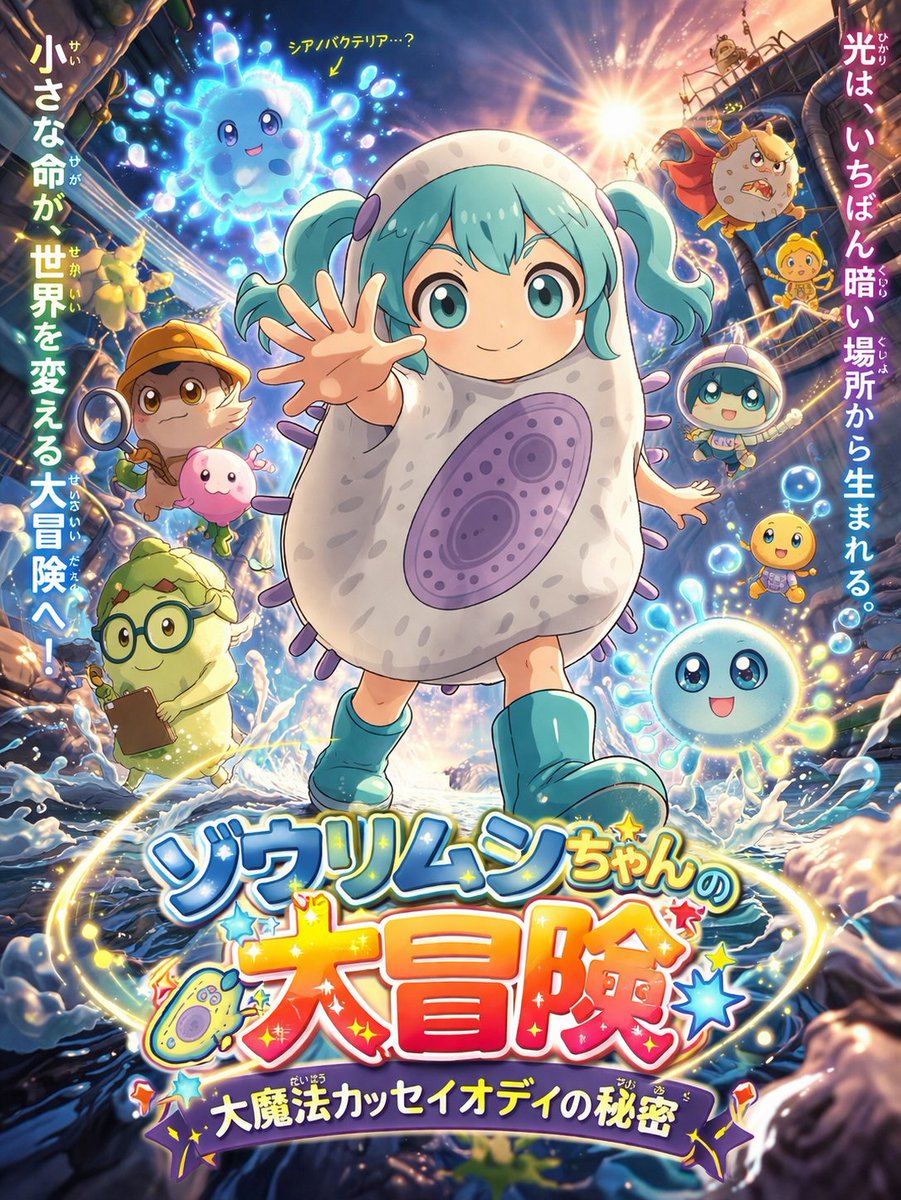 Anime Movie Poster for a Paramecium Character AI image template preview