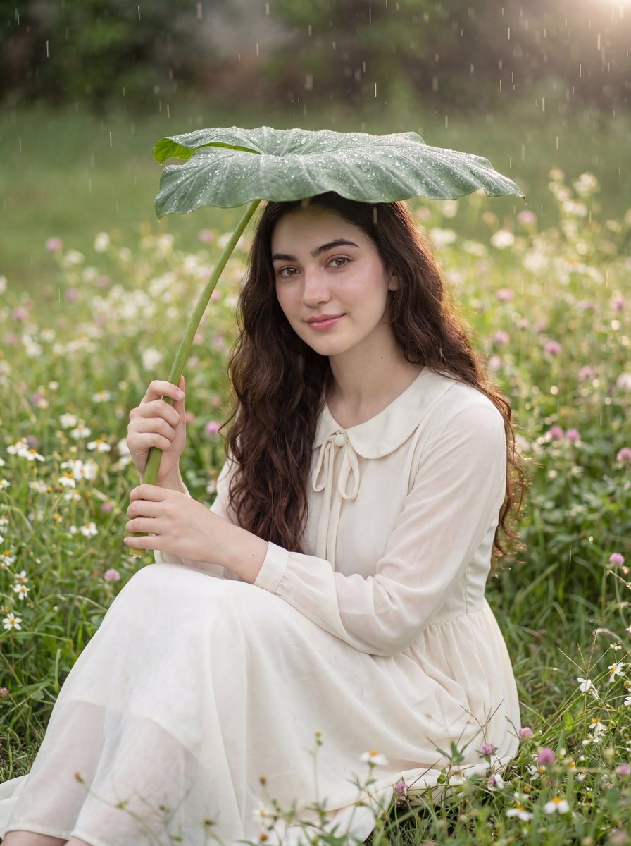 Realistic Portrait of a Woman in a Garden AI image template preview