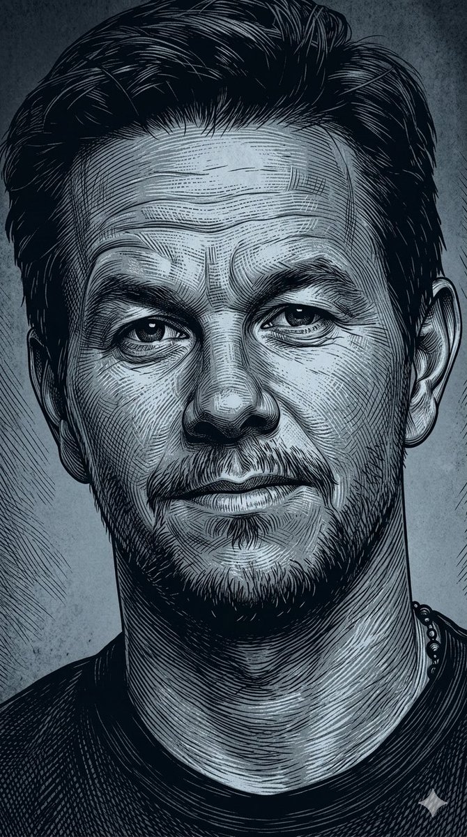 Dark Monochrome Illustration Style Prompt with Reference Photo AI image template preview