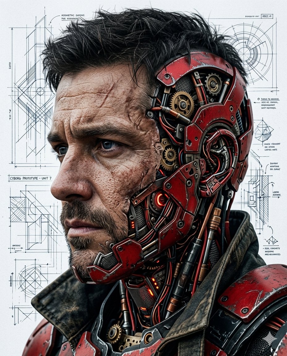 Hyper-realistic Cyborg Side Profile example 2