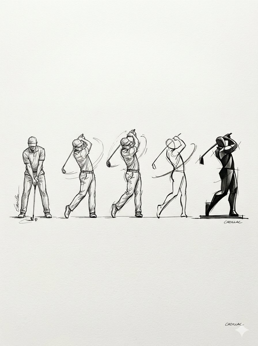 Progressive Golf Swing Artistic Sketch AI image template preview