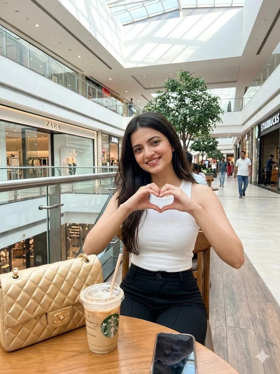 Lifestyle Portrait at a Shopping Mall AI image template preview