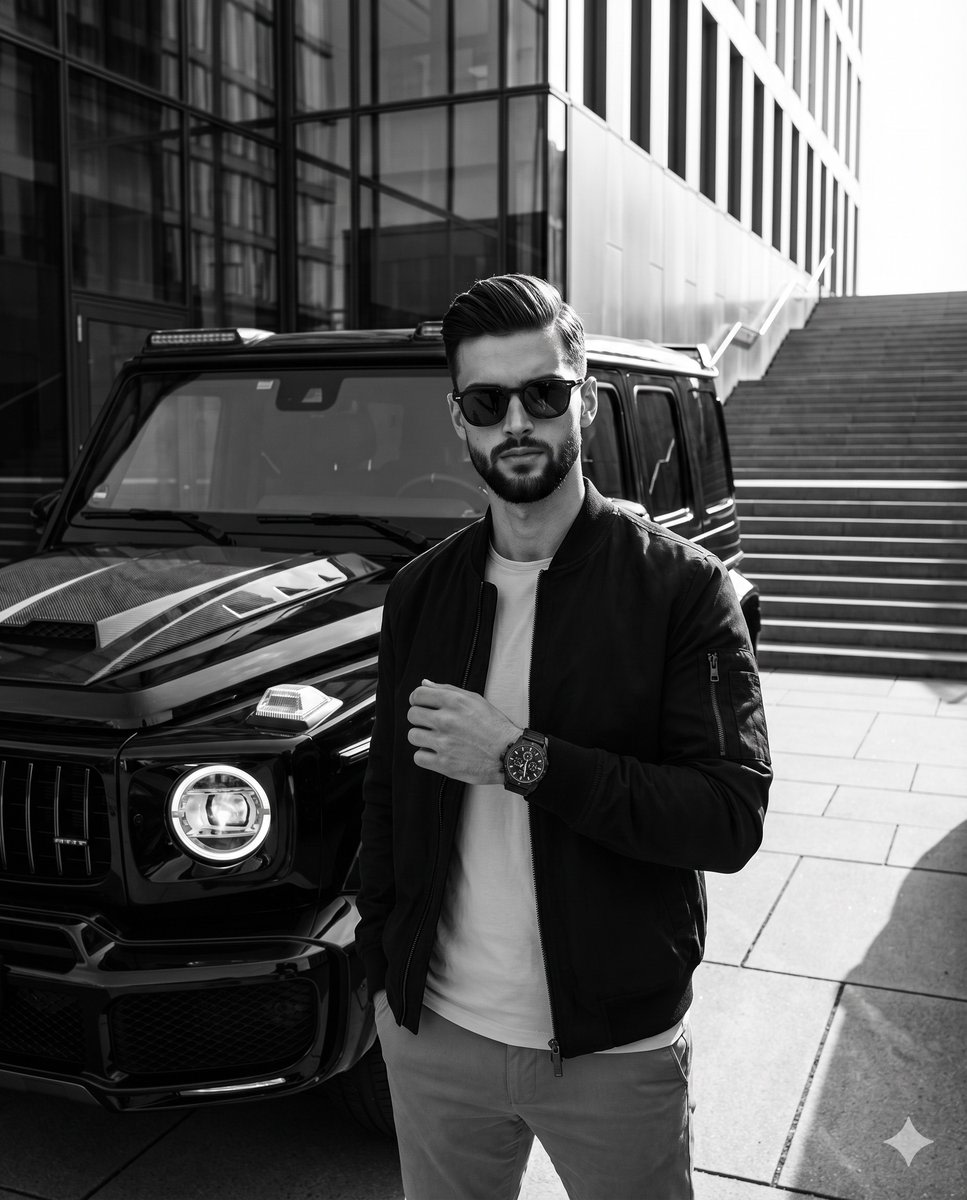 Urban Luxury Streetwear Portrait AI image template preview