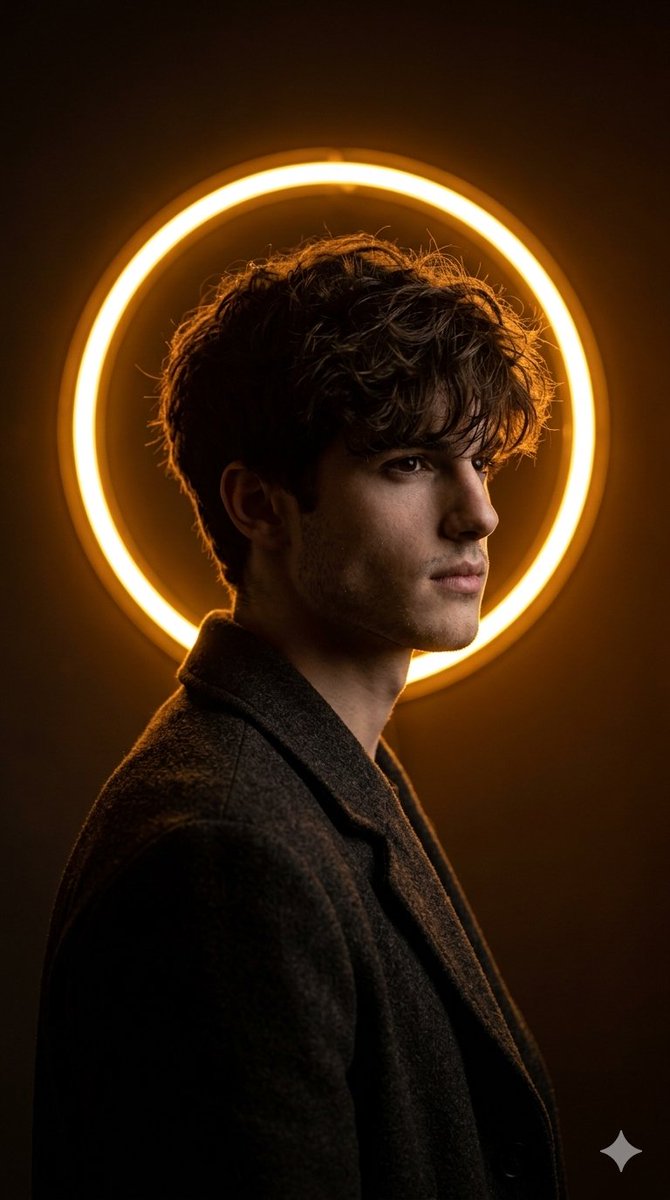 Cinematic Neon Ring Portrait AI image template preview