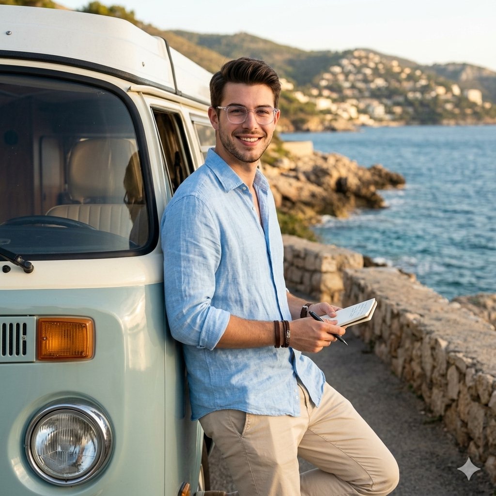 Coastal Travel Lifestyle Portrait AI image template preview